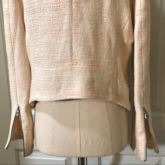 NEW Zara Biker Zip Pockets Lined Jacket Coat Blazer Size XL Cream Color - Picture 9 of 12